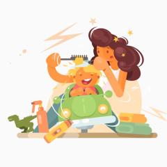 妈妈帮孩子理发