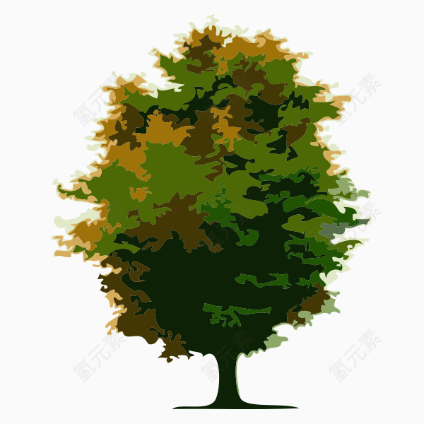 手绘绿色植物树木