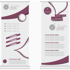 矢量紫色曲线展架