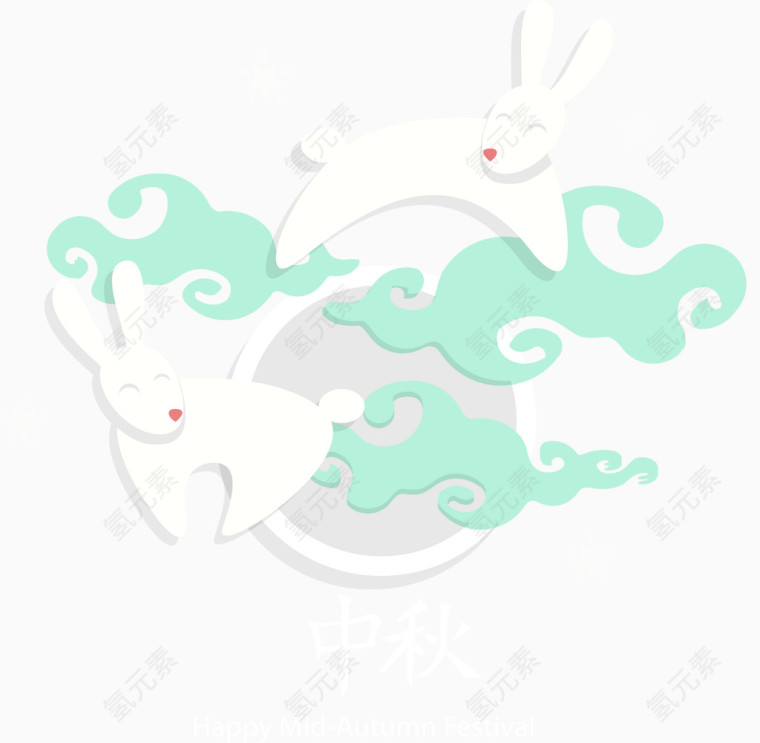 中秋玉兔矢量图