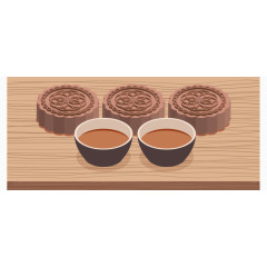 矢量手绘扁平月饼