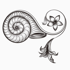 手绘蜗牛花朵