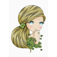 卡通大眼长发女孩