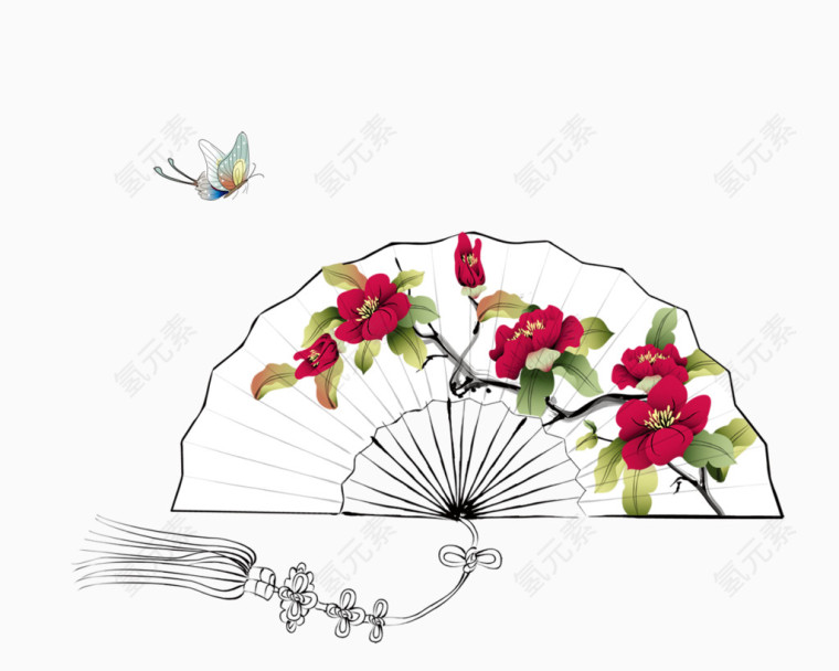 手绘古典折扇