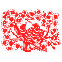 剪纸喜鹊一对素材