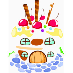 卡通鹅卵石蛋糕屋