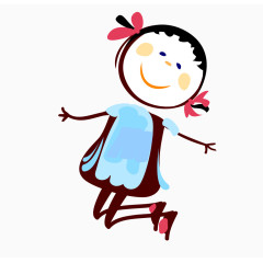 简笔画跳跃小女孩