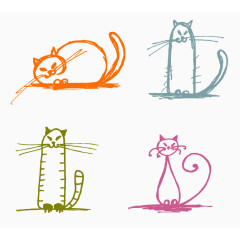 简笔画小猫集合元素
