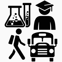 精致学校学生办公用品毕业图标