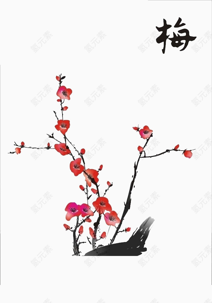 中国水墨梅花画