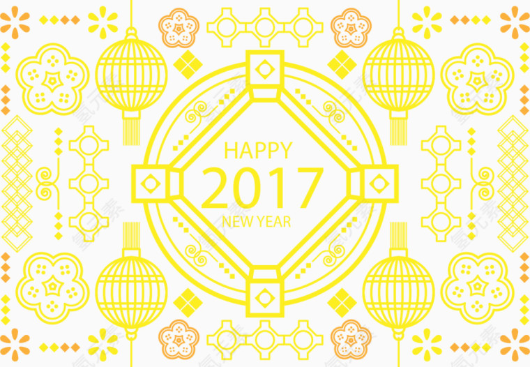 可爱黄色新年卡