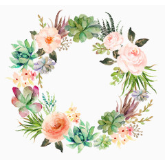 唯美清新水墨花环