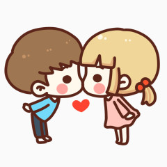 卡通人物情侣爱心素材PNG