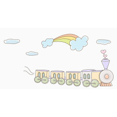清新卡通简笔画火车