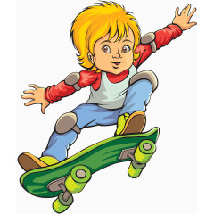 儿童手绘男孩滑板