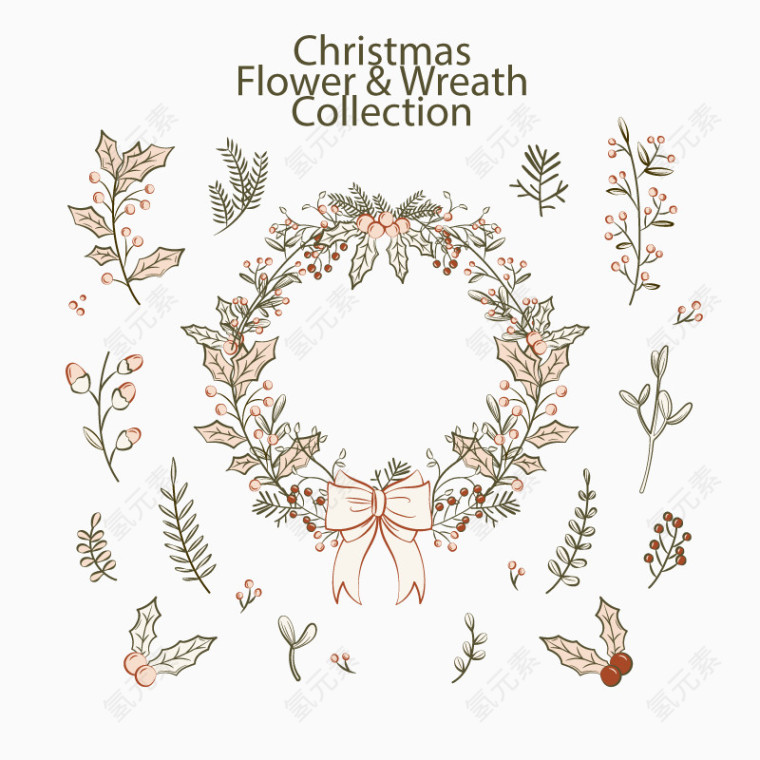 矢量圣诞花环