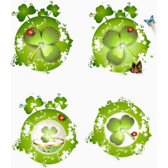 春天四叶草图案矢量图