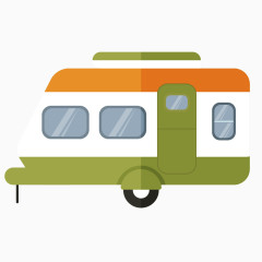 卡通手绘野外露营汽车