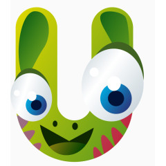 卡通动物形象英文字母U