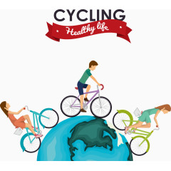 矢量地球上骑车的人物