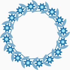 蓝色小花围绕的蓝色多边形边框
