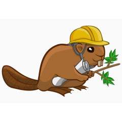 卡通手绘戴安全帽松鼠建筑师