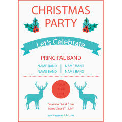 蓝色驯鹿派对邀请卡