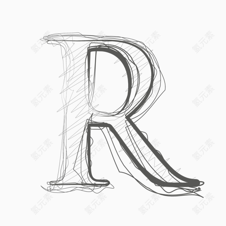 铅笔绘制字母R