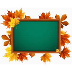 树叶装饰的黑板