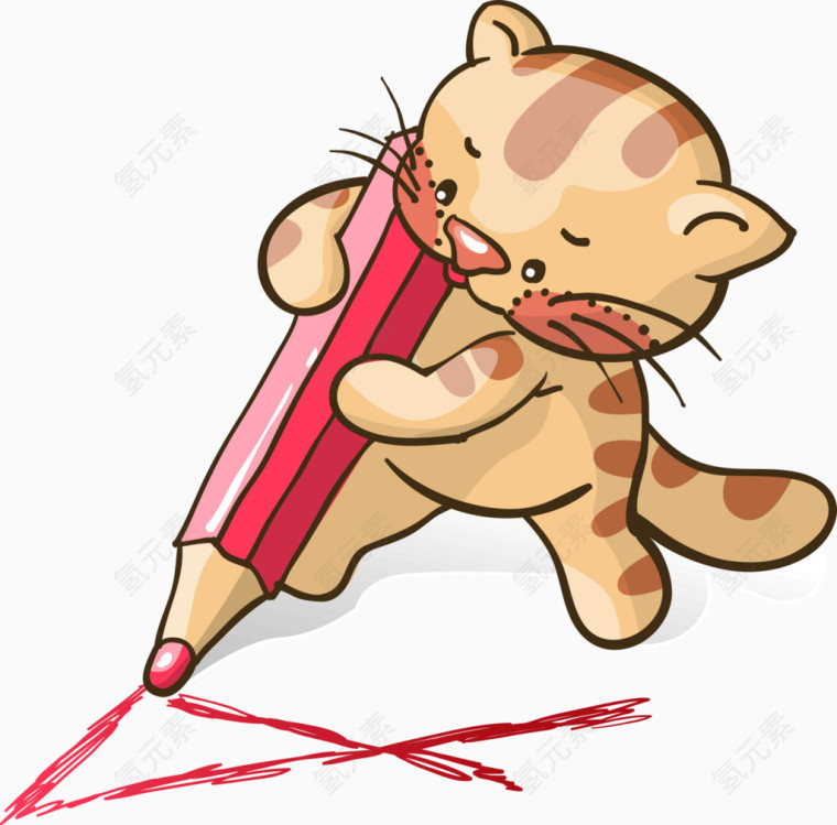 可爱猫咪与笔矢量素材