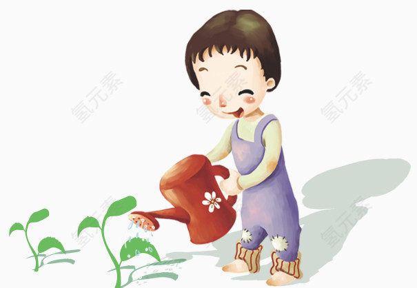 浇树的小孩子