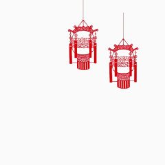 红色剪纸元宵灯素材
