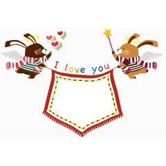 拿着条幅的矢量卡通兔子