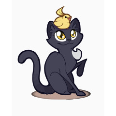 矢量可爱的小猫和小鸟