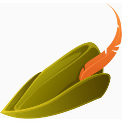 手绘绿色羽毛帽子