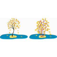 矢量秋天树和落叶