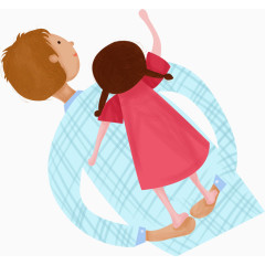 父亲节元素爸爸和孩子背影卡通手绘装饰元素