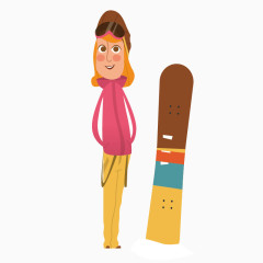 卡通手绘粉色滑板女孩