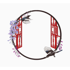 卡通手绘古风门窗