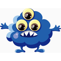 卡通手绘唯美蓝色大眼细菌 