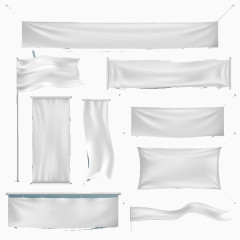 9款悬挂的白色绸布横幅矢量素材