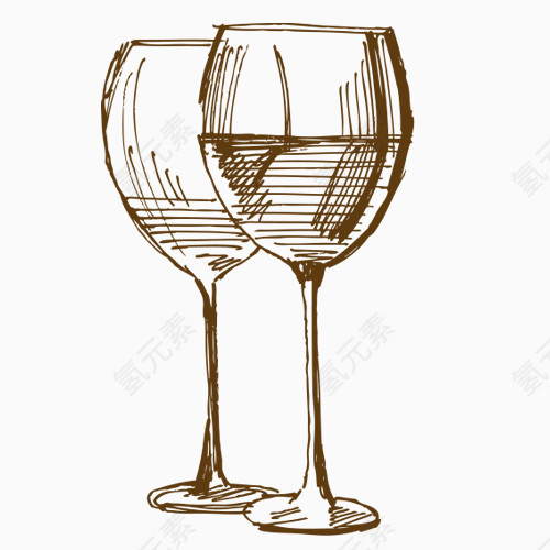 手绘红酒杯