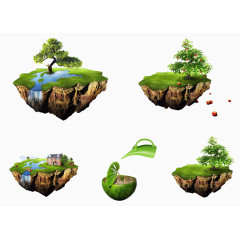 漂浮的土地树木