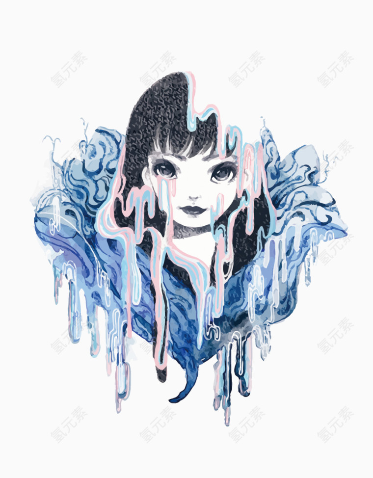 矢量融化的少女