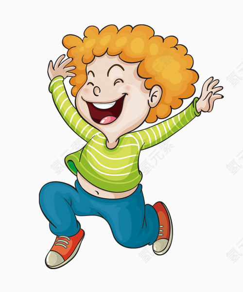 卡通手绘欢呼的男孩 