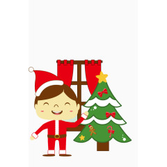 圣诞小孩与圣诞树