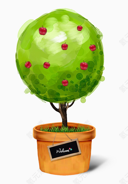 卡通盆栽植物治愈系