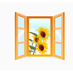 卡通打开的窗户