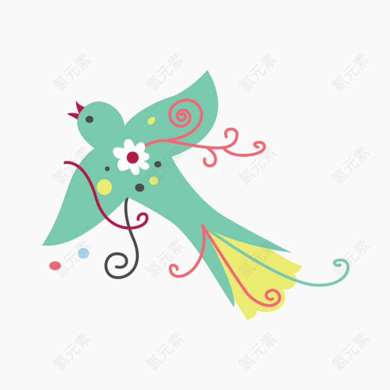 可爱手绘鸟风筝