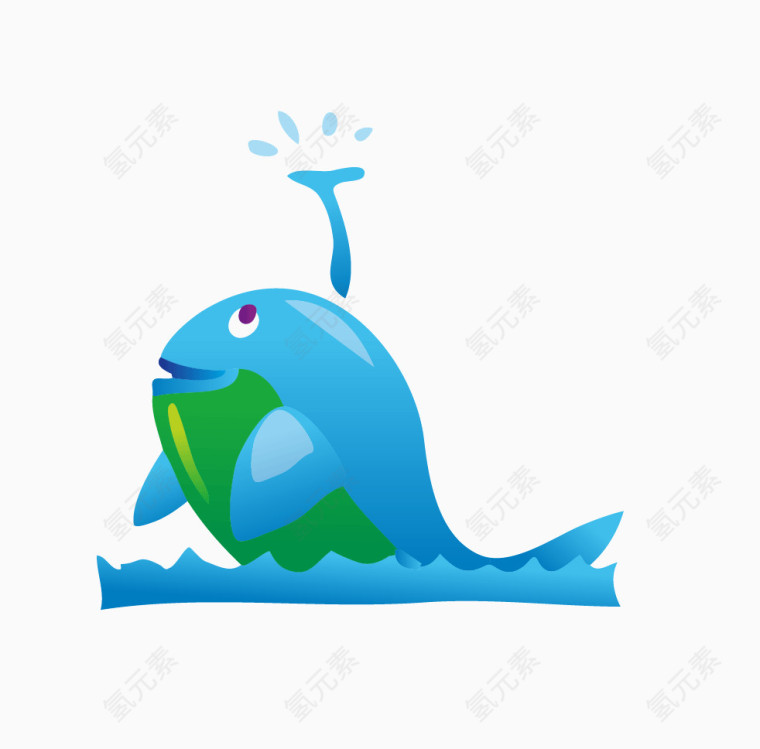 卡通手绘鲸鱼png